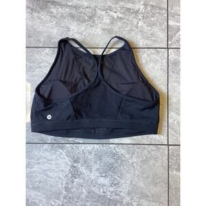 Halara NWOT Womens Black High Neck Mesh Racerback Sports Bra Size L